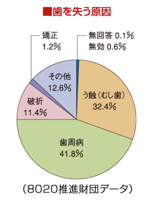 歯を失う原因の円グラフ